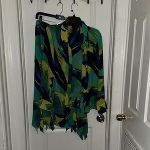 Button down long sleeve blouses with matching skirt
